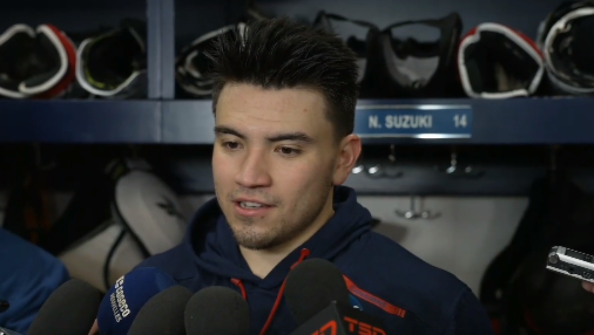 Nick Suzuki apres match vs. Kings